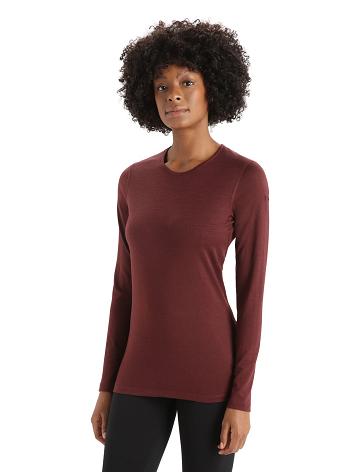 Base Layers Icebreaker Merino 200 Oasis Long Sleeve Crewe Thermal Top Femme Rouge | FR 1928QMAZ